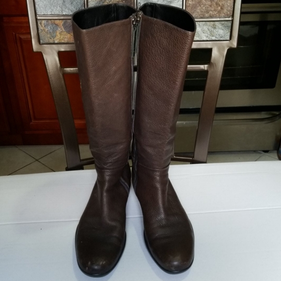 Authentic Prada tall leather choc.brown boots 37 - Picture 1 of 8